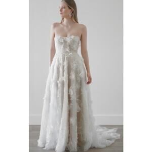 WATTERS Ivory Strapless Arien Corset 3D floral Appliques Wedding NWT Gown 14